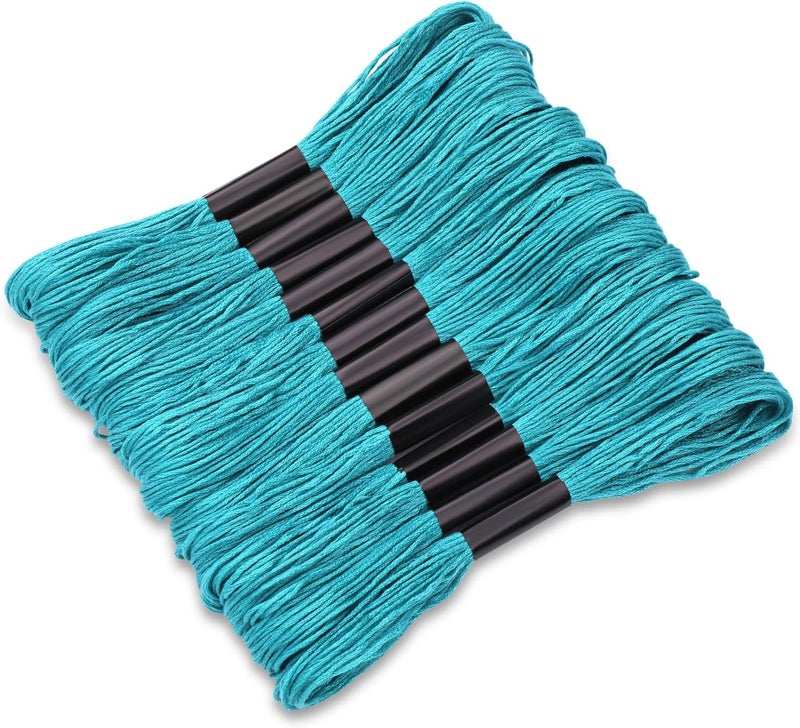 Dercuy 14 Skeins Sky-Blue Embroidery Floss, 8m Cotton Embroidery Thread, Cross Stitch Thread Set for for DIY Making, Embroidery Crafts - Image 1